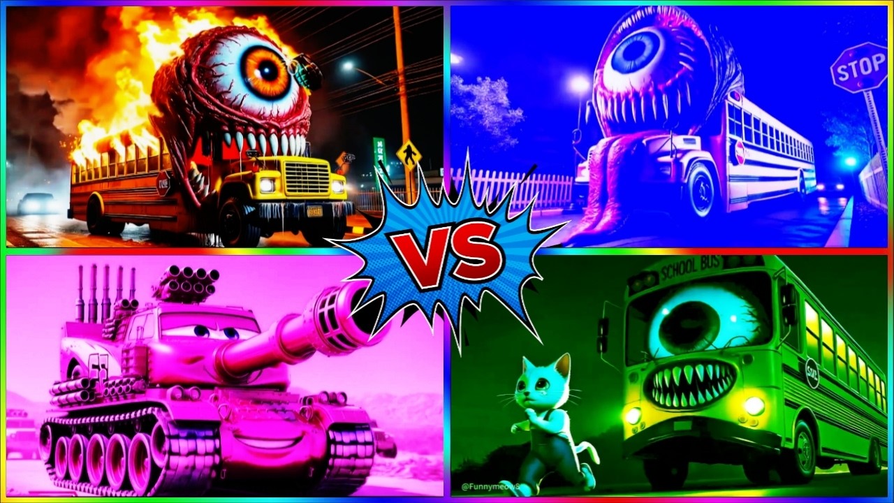 SCHOOL BUS MONSTER | Tiles Hop EDM Rush 🌈⚡🎶