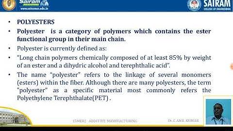 LECTURE VIDEO_ 15ME82_ MODULE 3  POLYSTER AND MELT SPINNING_ DR C ANIL KUMAR