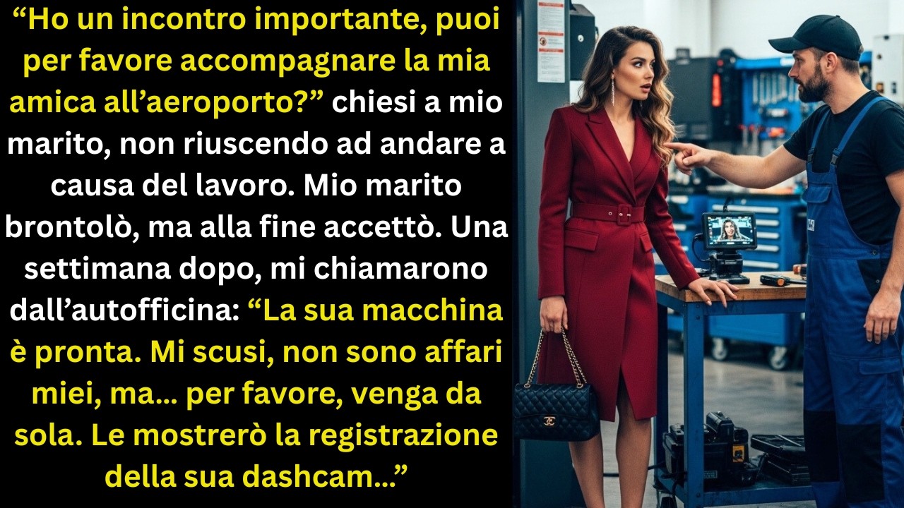 «Ho un incontro importante, porteresti per favore la mia amica all’aeroporto?» chiesi a mio marito.
