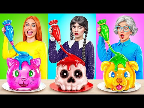 Wednesday مقابل جدتي في تحدي تحضير الطعام | حرب المطبخ Jelly DO Challenge
