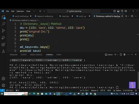 Dictionary in python Keys() method(SY) - YouTube