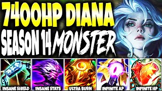 This New 7400+HP IMMORTAL DIANA SEASON 14 BUILD GUIDE is beyond BROKEN 🔥 LoL Top Diana s14 Gameplay