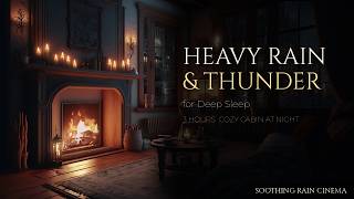 🌧️ Heavy Rain & Thunder for Deep Sleep | Cozy Cabin Window 3 Hours