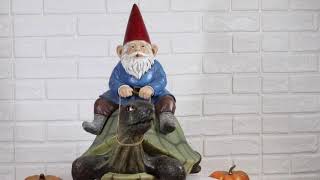 Ebros Large Whimsical Mr. Gnome Riding Giant Turtle Garden Statue 17.25" L