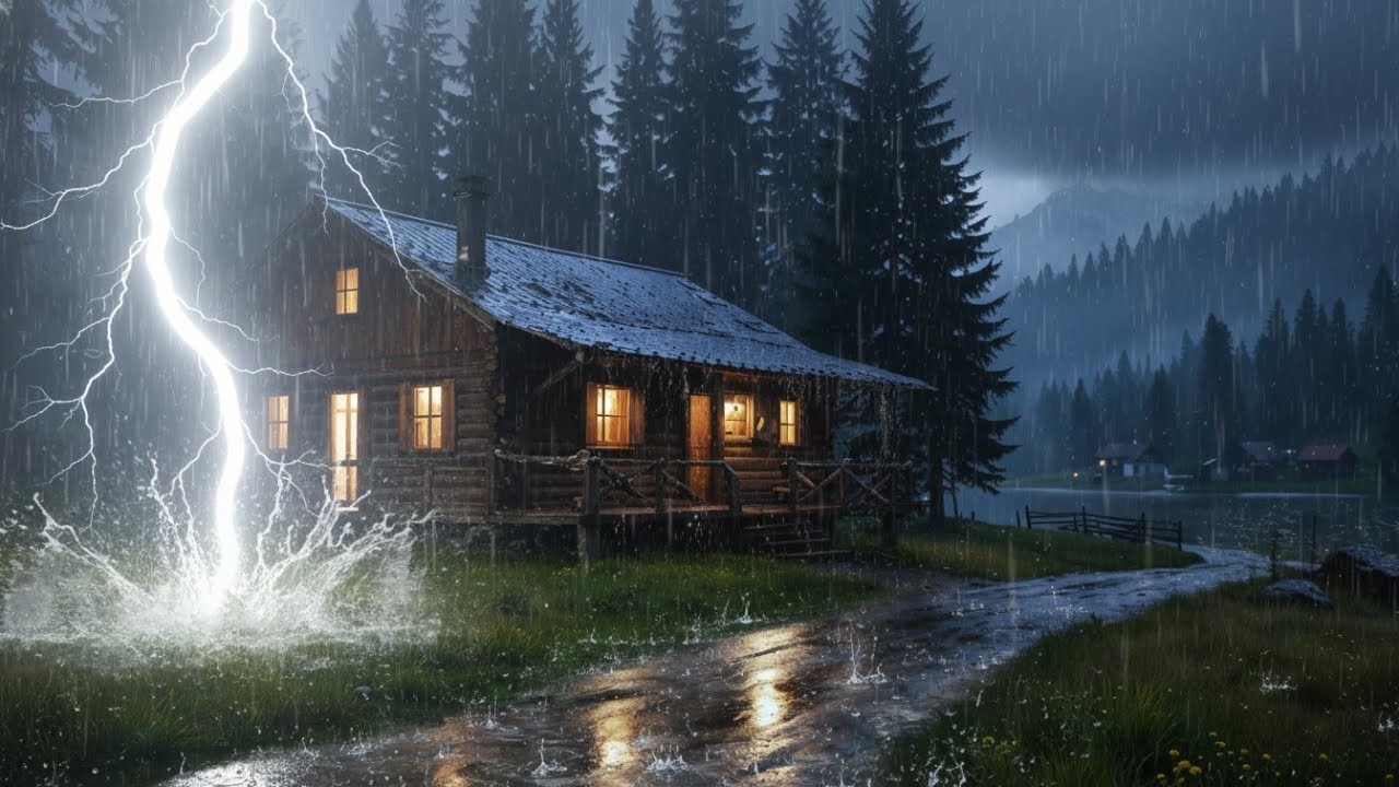⛈️Relaxing Rain and Thunder for Sleep – Quiet Nights in the Misty Forest