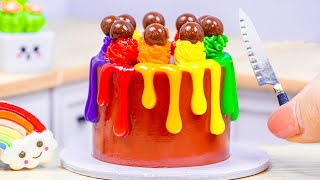 Miniature Rainbow Chocolate Cake Decorating 🌈 Tiny Rainbow Chocolate Cake By Baking Yummy