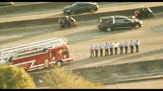 Houston firefighters line I-45 to honor fallen Police Sgt. Christopher Brewster