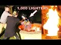 1,000 LIGHTERS vs CRAZY BONFIRE EXPERIMENT!!