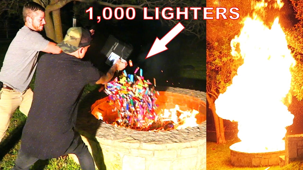 1,000 LIGHTERS vs CRAZY BONFIRE EXPERIMENT!!