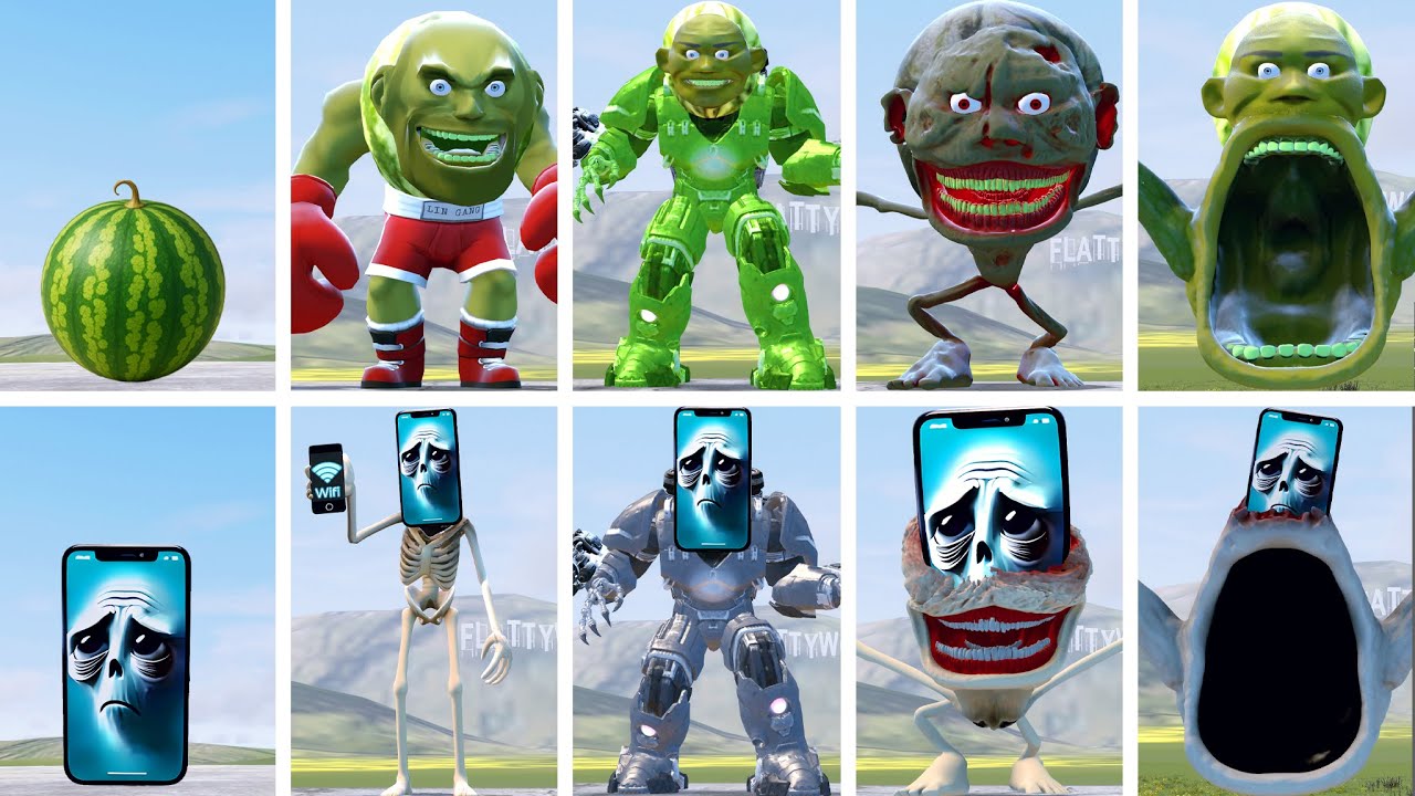 EVOLUTION OF ALL LIN GANG MELON VS POT HOTSPOT ITALIAN AI BRAINROT MEMES in Garry's Mod