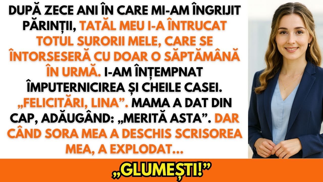 „Părinții au ales-o pe sora mea… până când scrisoarea mea a făcut-o să strige: «Glumești?!»”