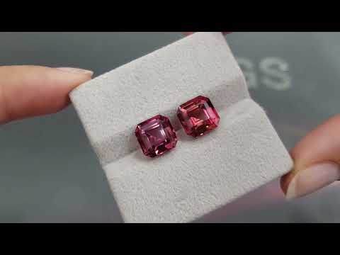 Pair of asscher-cut pink tourmalines 7.83 ct from Nigeria  Video  № 2