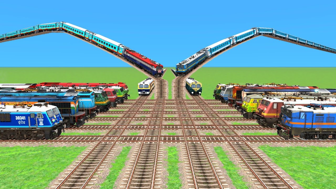 DIAMOND 💎 CROSSING 14 TRAIN 😱 RAILROAD TRACKS BEANG DRIVE TRAIN SIMULATOR