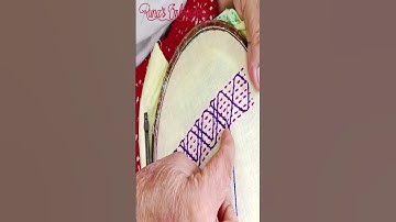 Hand embroidery border line design for beginners  #shorts #embroidery #shortvideo