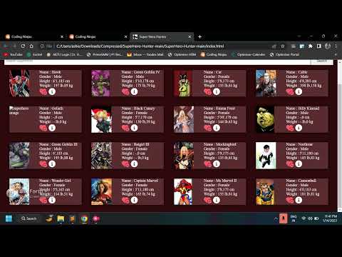 Superhero Hunter Web using HTML, CSS, JAVASCRIPT.