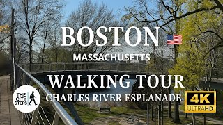 WALKING TOUR | Boston Massachusetts USA in 4K | Ambient City Walk | THE CHARLES RIVER ESPLANADE