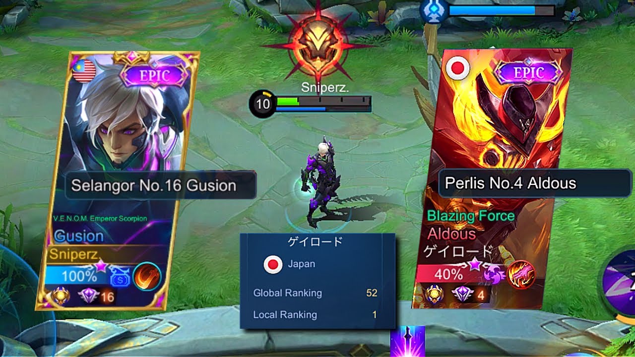 SNIPERZ VS TOP GLOBAL ALDOUS! USE THIS TRICK TO WIN EVERY GAME | GUSION SIDELANE GAMEPLAY |  MLBB