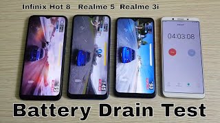 Infinix Hot 8 vs Realme 5/ 5s/5i  vs Realme 3i Battery Drain Test