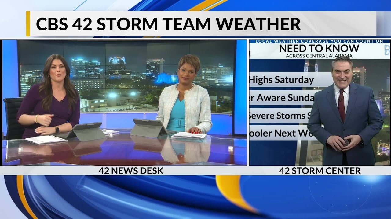 WEATHER AWARE on Sunday for Strong to Severe Storms - CBS42 News @ 10pm ...