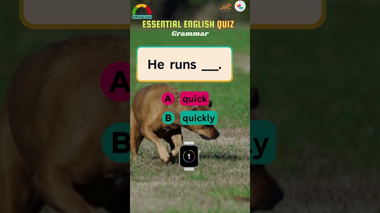 Essential English Quiz Grammar | EP258: He runs ___. (Quick vs. Quickly)