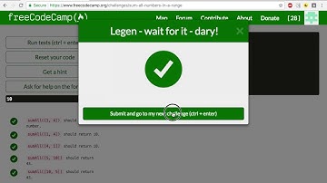 Sum all numbers in a range - NoAudio - Short version - FCC - Intermediate Algorithm Scripting