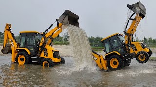 Amazing Video !! JCB Funny Movement Capture in Camera - JCB Backhoe Washing in River With Fun