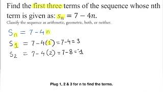 Find the First Three Terms of the Sequences whose nth term is given then clasify the sequence