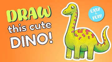 How to Draw a Cute Brachiosaurus Dinosaur | Easy Step-by-Step for Kids