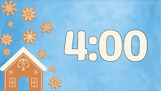 4 Minute Cute Gingerbread House Holiday Timer (Snow Piano Alarm at End, No Music)