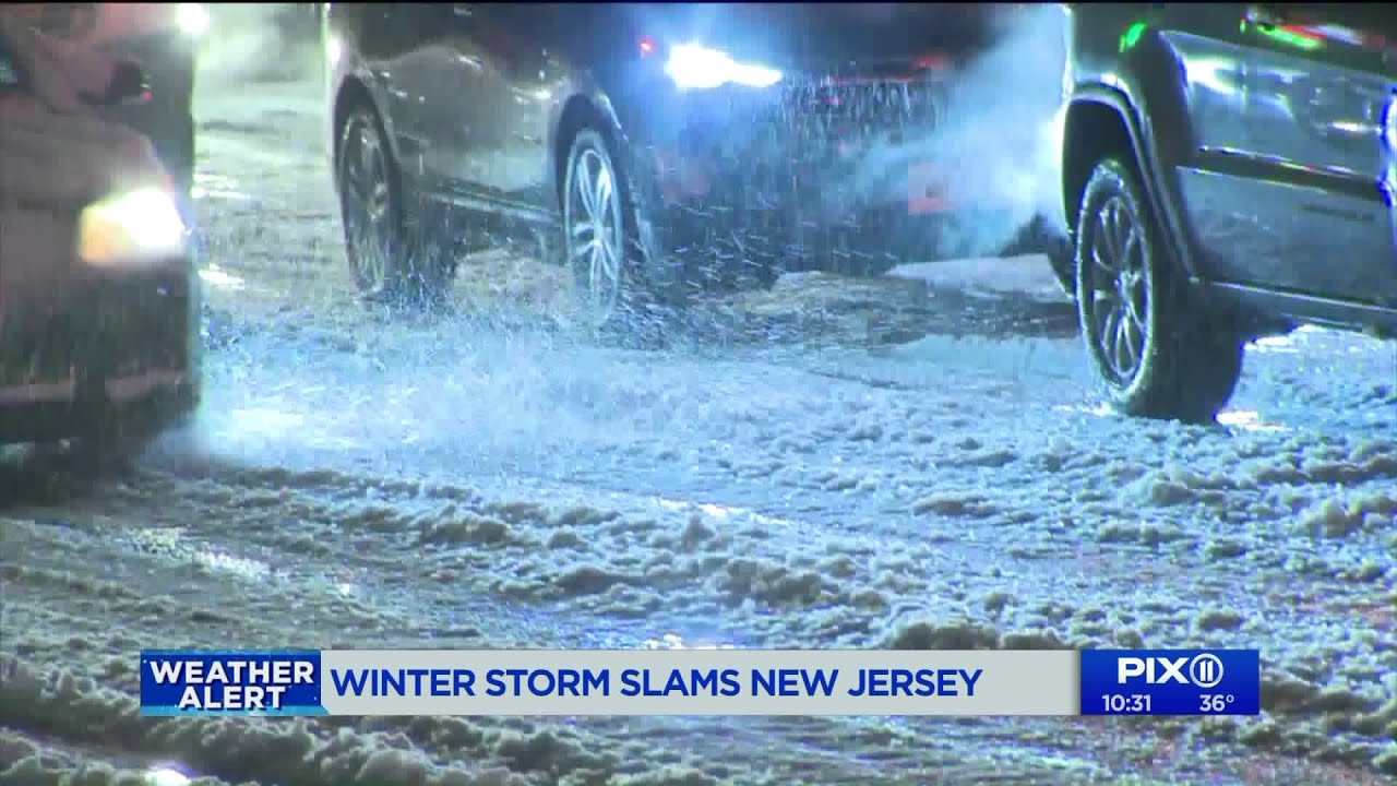Winter storm slams New Jersey - YouTube