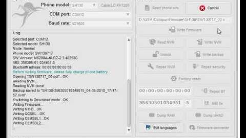 LG SH130 Write firmware and Unlock