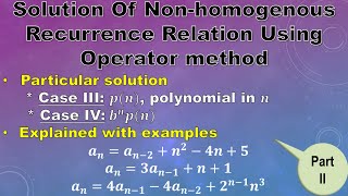 Non-Homogenous Recurrence relation using shift operator (E) method | Factorial Polynomial | Part 2