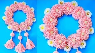 DIY How to Make Beautiful Flower Wall Hanging! কিভাবে কাগজ দিয়ে চমৎকার 'ওয়ালম্যাট' বানাবেন