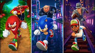 Who Runs Faster? SONIC 🆚 KNUCKLES 🆚 SUBWAY SITY w screenshot 1