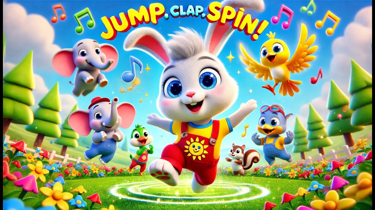 Jump, Clap & Spin with jumpy the bunny | Fun Action Dance Song for Kids ...