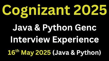 Cognizant Todays Java & Python Cluster Interview Experience 2025 | Genc Technical Interview
