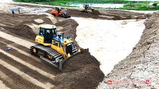 Download Lagu Amazing Sandfill Pond Completed By Skilled Shantui DH17c2 Dozer And 22ton Dump Trucks MP3
