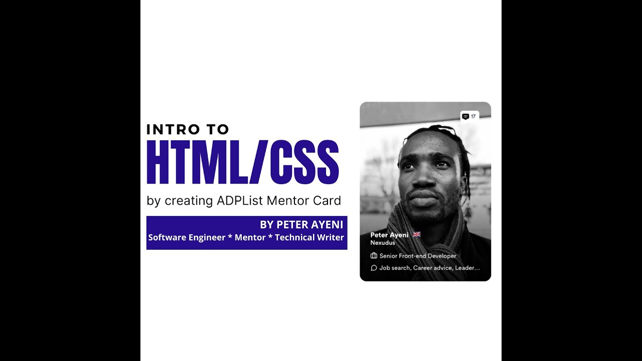 Intro to HTML/CSS by creating ADPList Mentor Card - YouTube