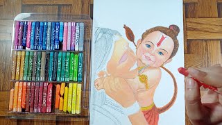 Full Tutorial Video - How To Draw Hanuman Ji With Anjani Mata Part-2 | Oil Pastel Drawing #drawing