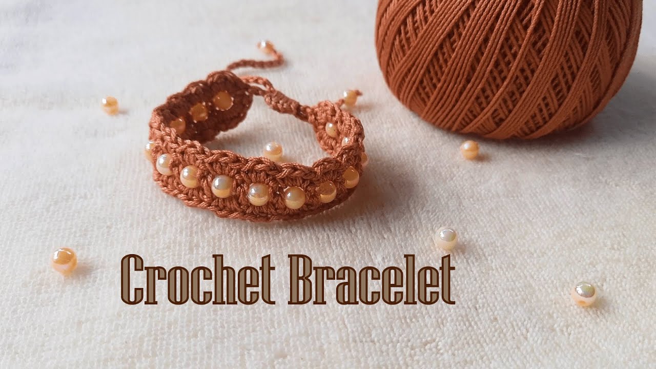 Crochet bracelet with beads | Easy tutorial | Loop on hook