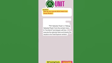 #8How do you execute NUnit tests from Visual Studio