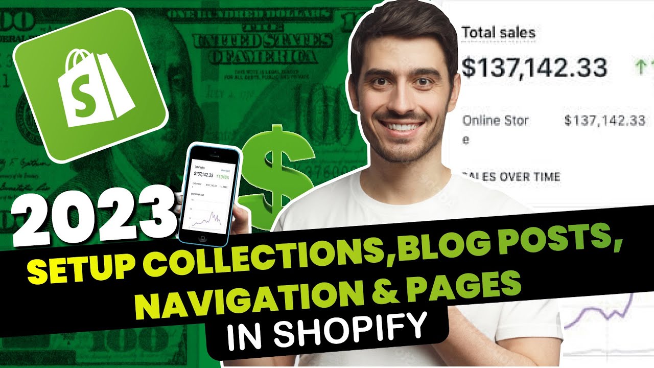 How To Setup Collections, Pages, Blog Posts & Navigation In Shopify Store 2023  - اردو / हिंदी