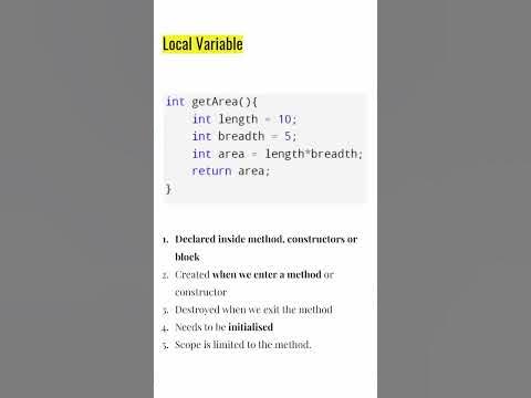 Instance Variables vs Local Variables. #shorts #java - YouTube