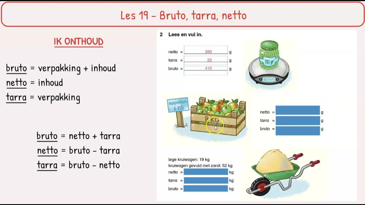 Wiskunde Les 19 Bruto, tarra, netto YouTube