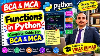 Functions in Python | Python Functions Explained with Examples | BCA & MCA Guide
