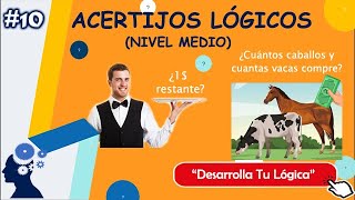 Acertijos Lógicos 10/24 - El Mesero $ restante, Caballos y Vacas (NIVEL MEDIO | PON A PRUEBA TU IQ)