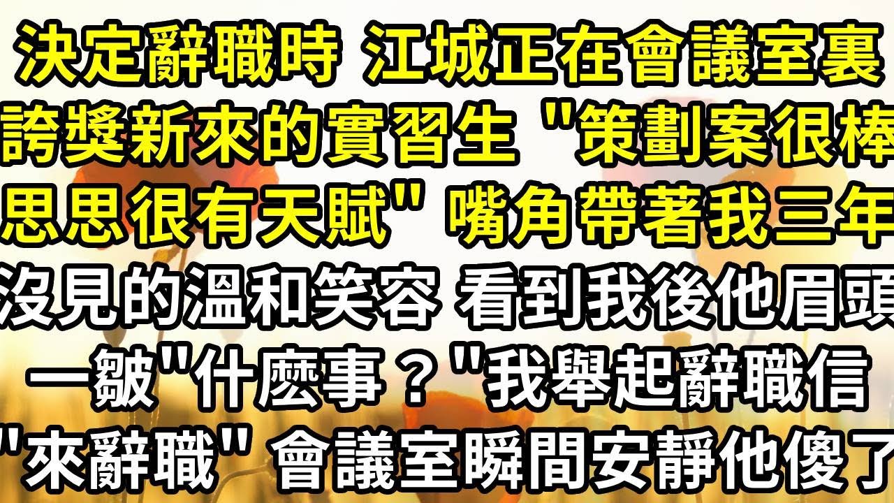 決定辭職時 江城正在會議室裏誇獎新來的實習生 