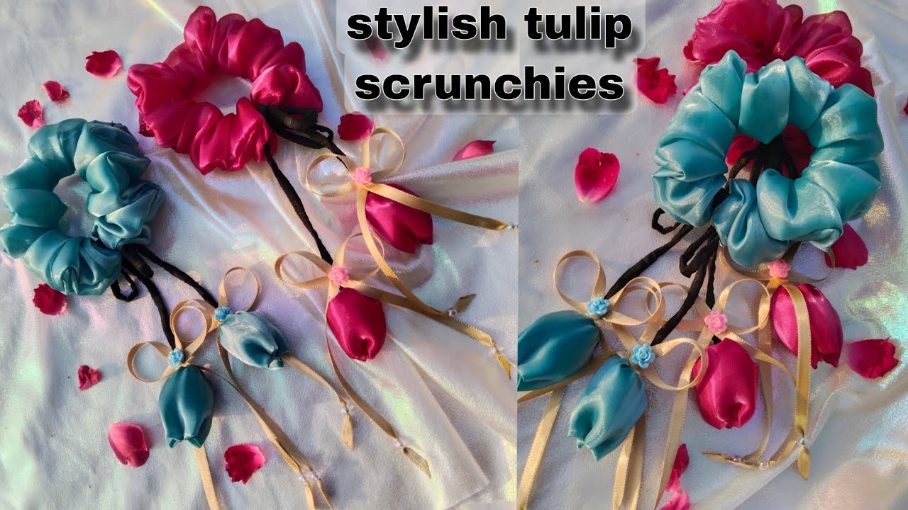 Premium Jimmy Choo Fabric Scrunchies |Handmade Tulip Dangler  display picture 2