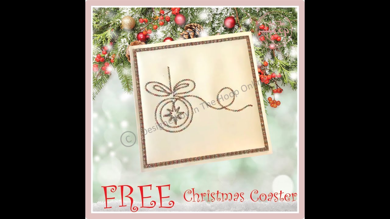 FREE In The Hoop Christmas Bauble Coaster  -  Machine Embroidery File