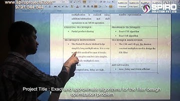 Exact and approximate algorithms for the filter design optimization problem VLSI Project SPIRO 2015
